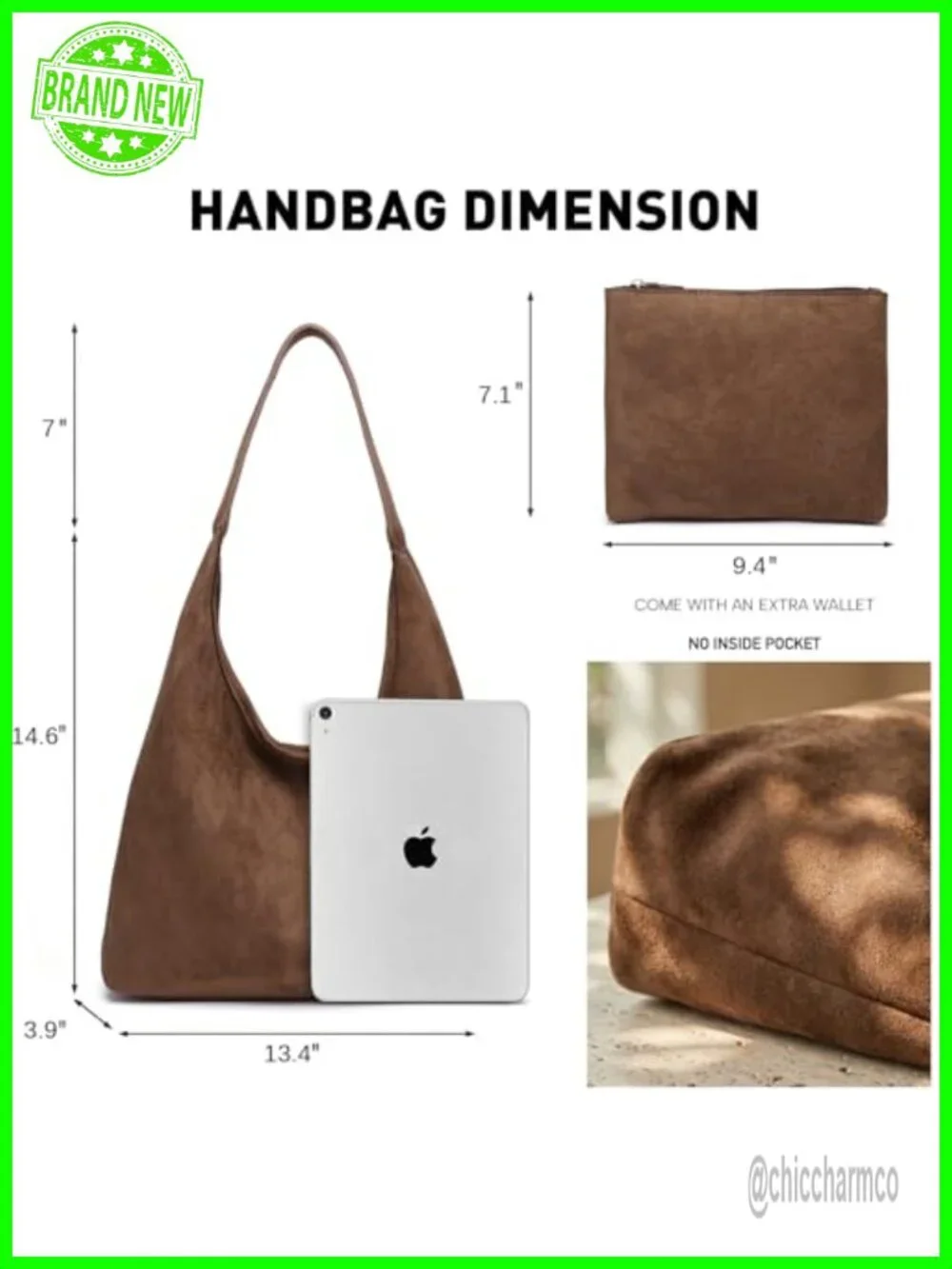 Slouchy Hobo Bag Soft PU Leather Shoulder Tote Purse for Work Travel
